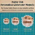 Load image into Gallery viewer, This image shows the Puffer Fish magnet in 3 sizes - medium, large, and extra large.
