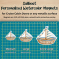 Load image into Gallery viewer, This image shows the Sailboat magnet  in 3 sizes - medium, large, and extra large.
