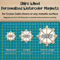 Load image into Gallery viewer, This image shows the Ships Wheel magnet in 3 sizes - medium, large, and extra large.
