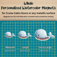 Load image into Gallery viewer, This image shows the Whale magnet in 3 sizes - medium, large, and extra large.
