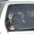 Load image into Gallery viewer, This image shows the pink chibi unicorn sticker on the back window of a car.
