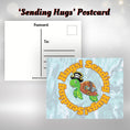 Load image into Gallery viewer, This image show the Sending Hugs! postcard with a pirate turtle in the center.
