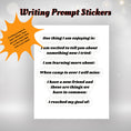 Load image into Gallery viewer, This image shows the writing prompt stickers with six different topics.
