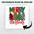 Load image into Gallery viewer, This image shows where your personalized message will be printed on the Personalized Holiday Stickers - Plaid Christmas.
