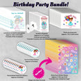 Load image into Gallery viewer, This cover image shows the stickers, scratch-off cards, invitations, postcards, and sticker sheets available in this bundle.
