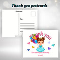 Load image into Gallery viewer, This image shows the front and back of the thank you postcards.
