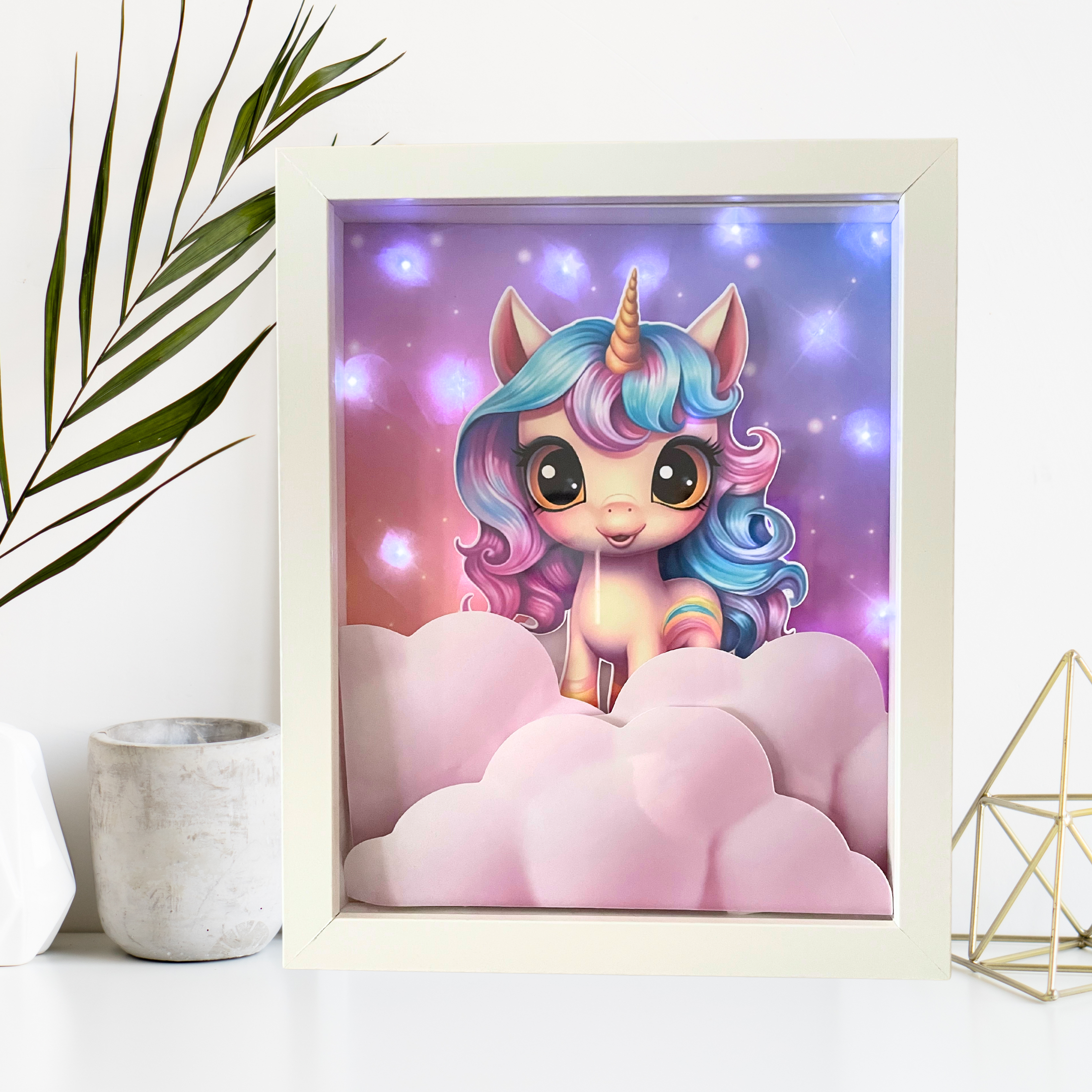 Chibi Unicorn Lighted Shadow Box