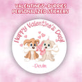 Load image into Gallery viewer, This cover page shows the personalized valentine sticker on a pink cloudy background.
