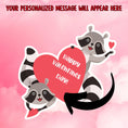 Load image into Gallery viewer, This image shows the valentine sticker with an arrow showing where your personalized message will be printed.
