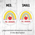 Load image into Gallery viewer, This image shows medium and small personalized school stickers next to each other as a size comparison.
