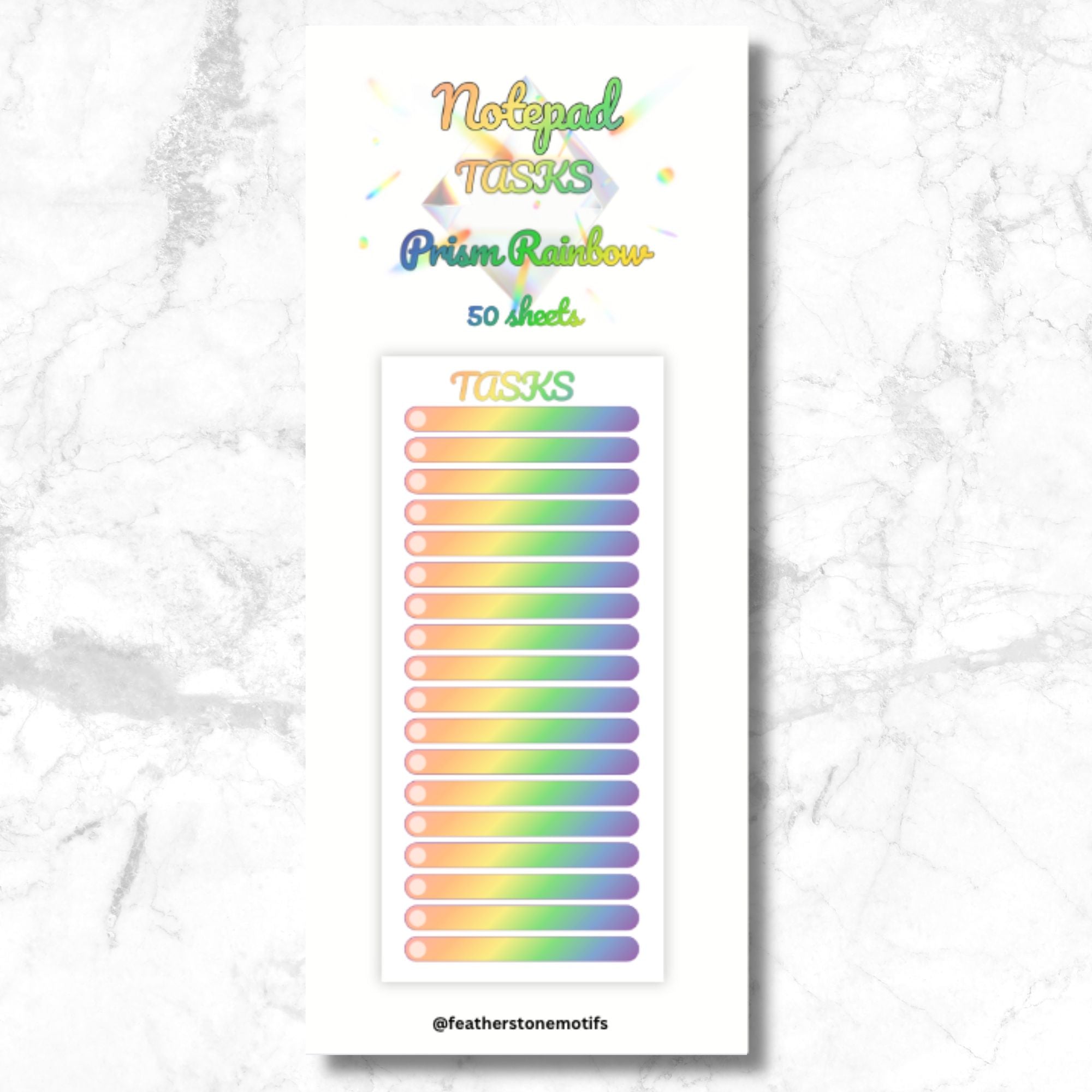 This image shows the cover of the Tasks Notepad - Rainbow Prism.