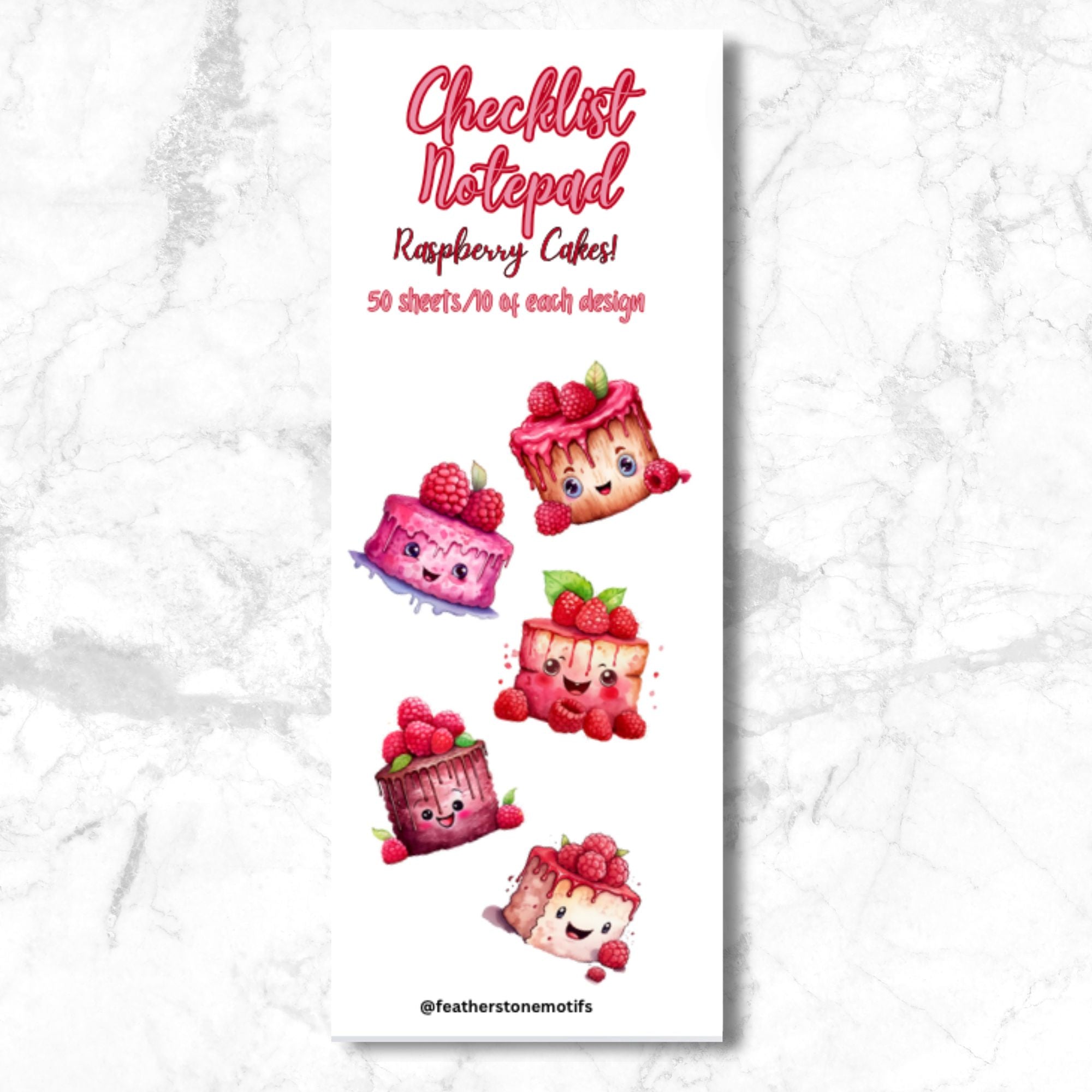 This image shows the cover of the Checklist Notepad - Raspberry Cakes.
