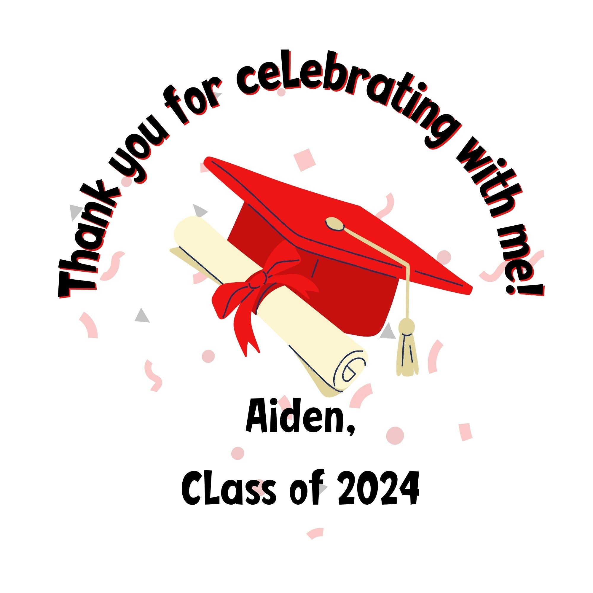 Personalized Grad Party Sticker Bundle - Cap & Diploma Thank You!