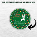 Load image into Gallery viewer, This image shows where your personalized message will be printed on the Personalized Holiday Stickers - Reindeer Holidays.
