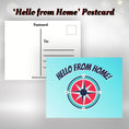 Load image into Gallery viewer, This image shows the Hello from Home! postcard with a compass on it.
