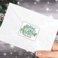 Load image into Gallery viewer, This image shows the Personalized Holiday Stickers - Sloth Merry Christmas on the back of an envelope.
