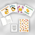 Load image into Gallery viewer, This image shows the full Smiley themed Camp Postcard Kit.
