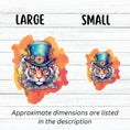 Load image into Gallery viewer, This image shows large and small Steampunk Tiger Die-Cut Sticker next to each other.
