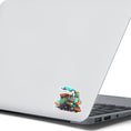 Load image into Gallery viewer, This image shows the toy train sticker on the back of an open laptop.
