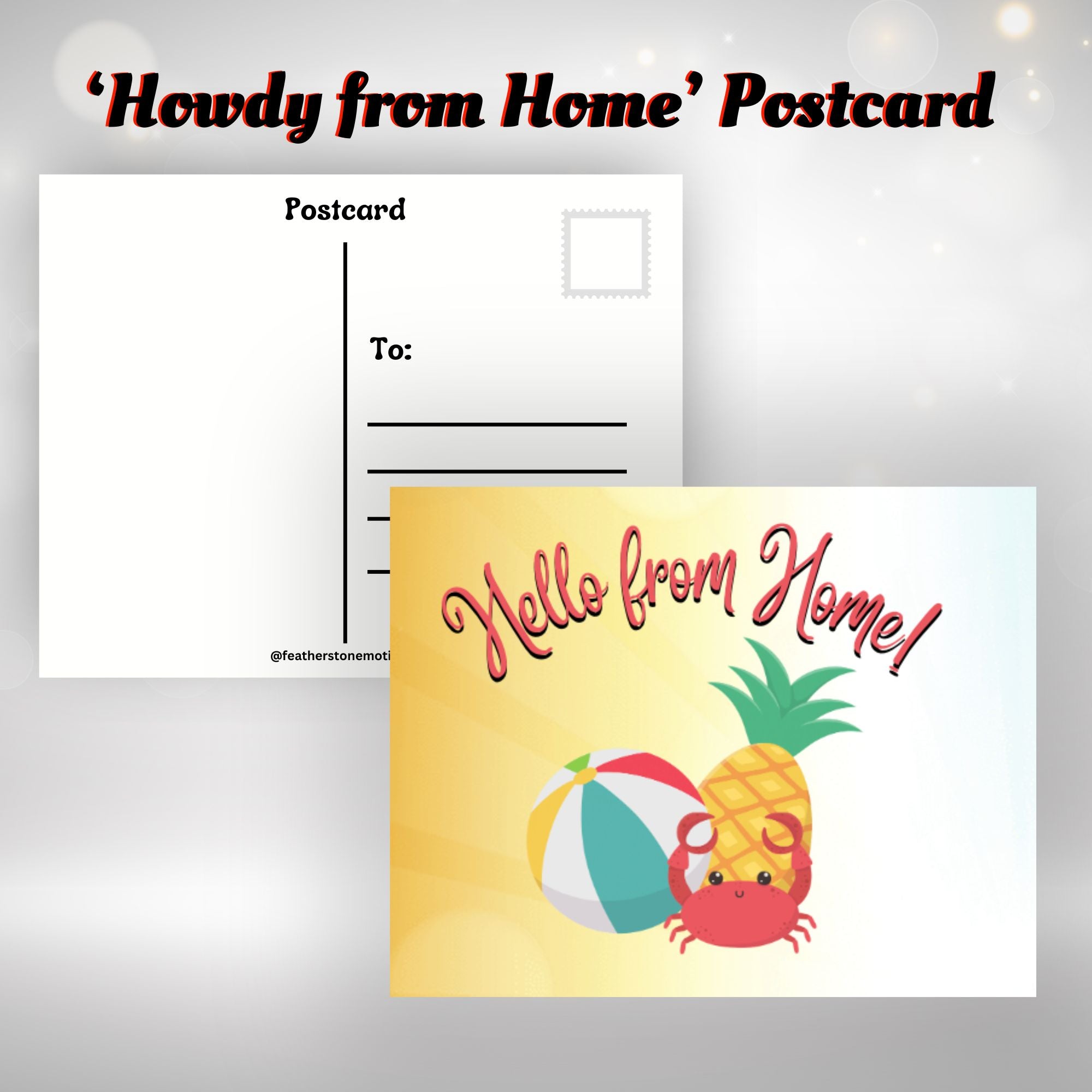 This image shows the Hello from Home postcard included in the Camp Postcard Kit - Vacation in the Sun.