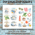 Load image into Gallery viewer, This image shows the sticker sheet that is available as part of the Watercolor Cruise Magnet Accessories.
