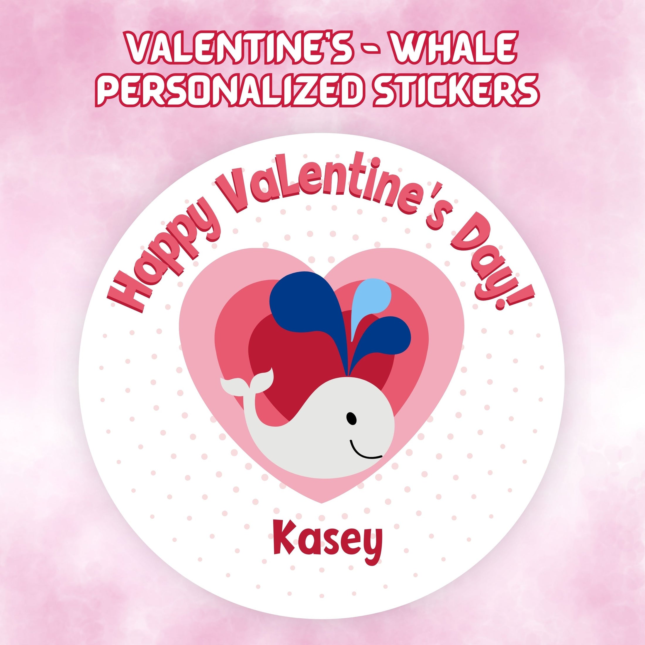 This cover page shows the personalized valentine sticker on a pink cloudy background.