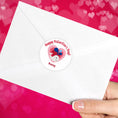 Load image into Gallery viewer, This image shows the personalized valentine sticker on the back of an envelope.
