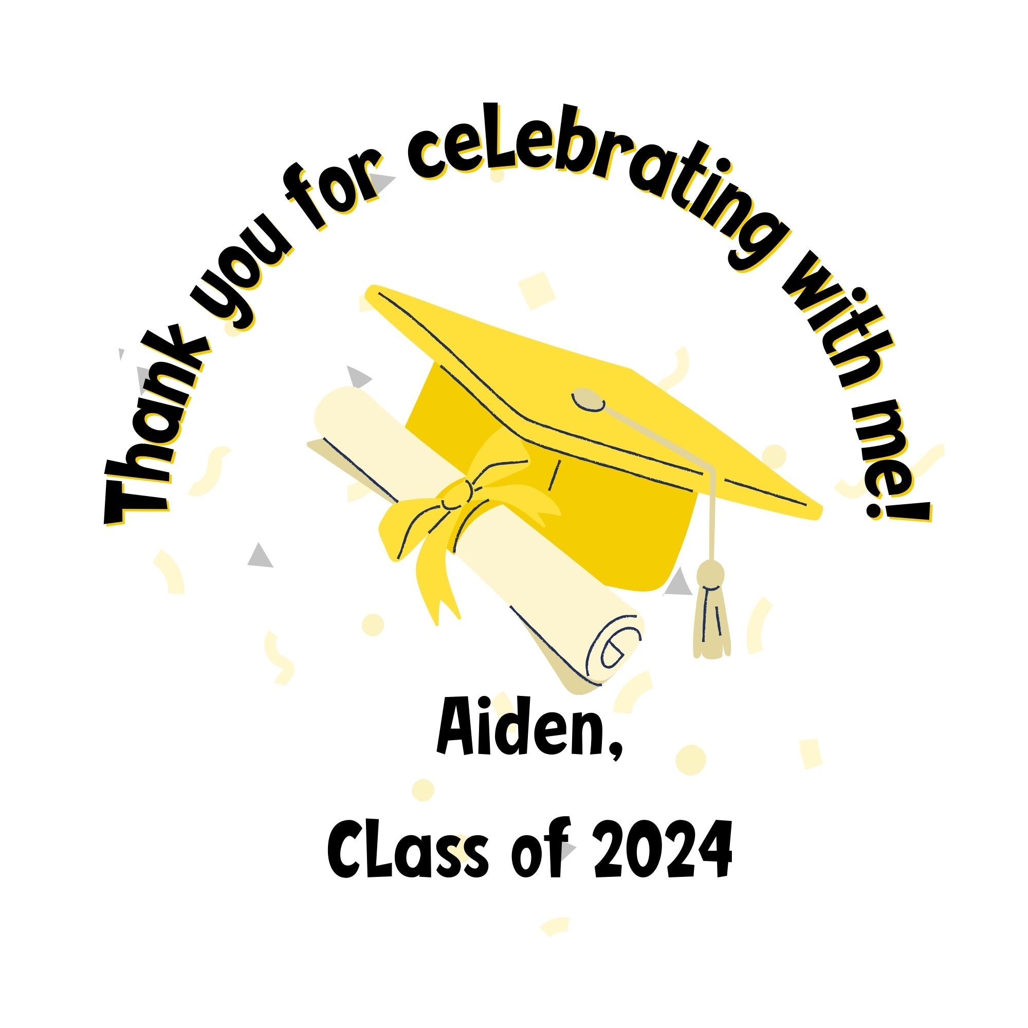 Personalized Grad Party Sticker Bundle - Cap & Diploma Thank You!