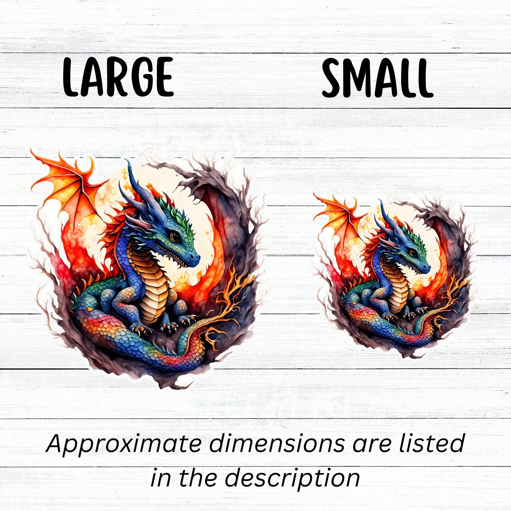 This image shows large and small Baby Dragon in a Nest Die-Cut Sticker next to each other.