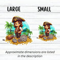 Load image into Gallery viewer, This image shows large and small Pirate Boy Die-Cut Sticker next to each other.
