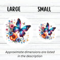 Load image into Gallery viewer, This image shows large and small Blue Butterfly with Stars die cut stickers next to each other.
