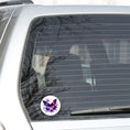 Load image into Gallery viewer, This image shows the Purple Butterfly with Stars die cut sticker on the back window of a car.
