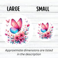 Load image into Gallery viewer, This image shows large and small Pink and Blue Butterfly Die-Cut Stickers next to each other.
