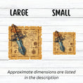 Load image into Gallery viewer, This image shows large and small Pirate Dagger on a Map Die-Cut Stickers next to each other.
