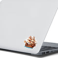 Load image into Gallery viewer, This image shows the Pirate Ship Die-Cut Sticker on the back of an open laptop.
