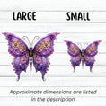 Load image into Gallery viewer, This image shows large and small Steampunk Butterfly 1 Die-Cut Sticker side by side.
