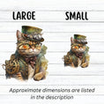 Load image into Gallery viewer, This image shows large and small steampunk cat stickers next to each other.
