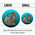 Load image into Gallery viewer, This image shows large and small steampunk dragon stickers next to each other.
