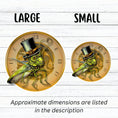 Load image into Gallery viewer, This image shows large and small steampunk grasshopper stickers next to each other.
