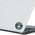 Load image into Gallery viewer, This image shows the Sticker Day! sticker on the back of an open laptop.
