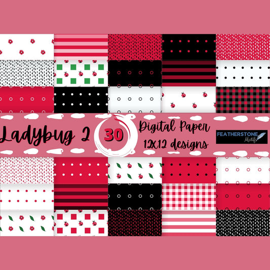 Scrapbookers, this is what you've been looking for! This ladybug themed bundle has 30 unique images that can be printed or used as digital backgrounds.
