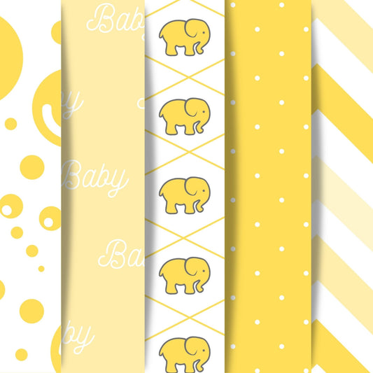 Scrapbookers, this is what you've been looking for! This yellow themed baby bundle has 30 unique images that can be printed or used as digital backgrounds.