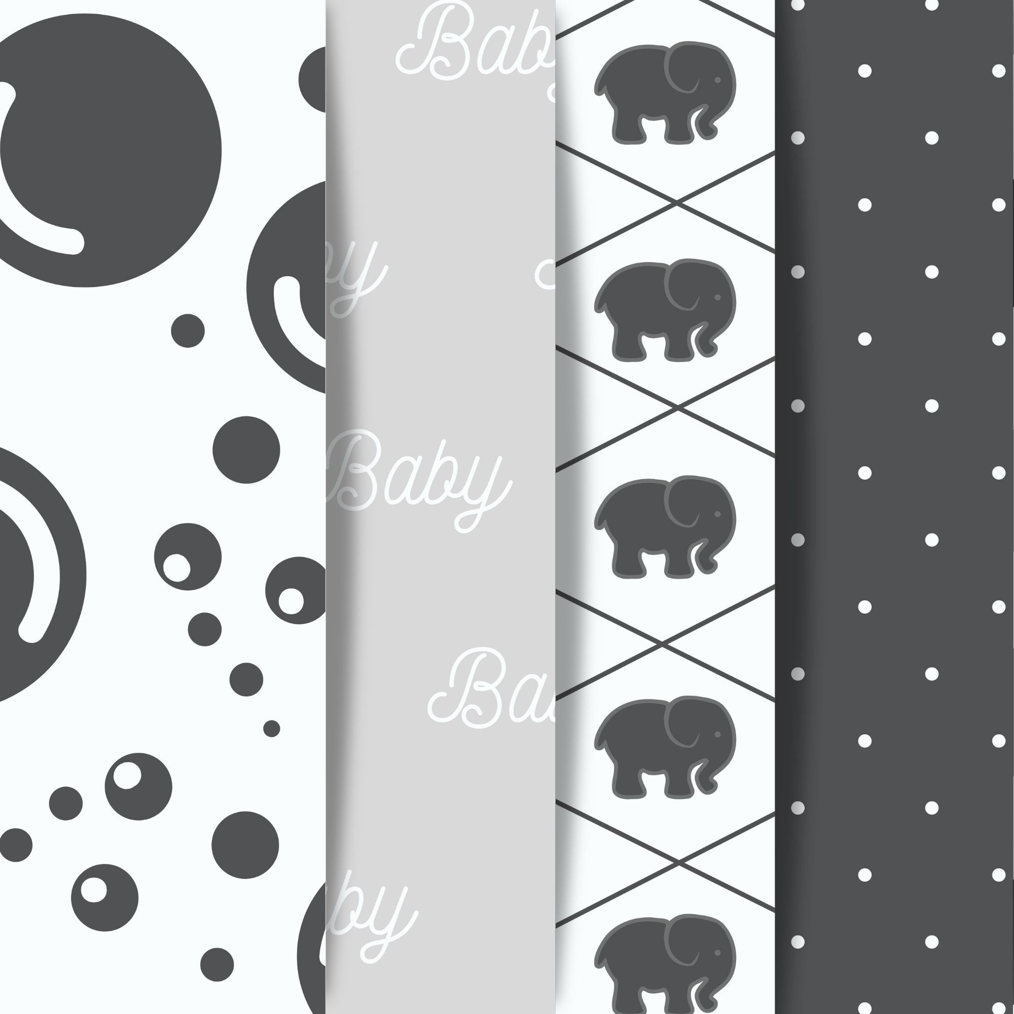 Scrapbookers, this is what you've been looking for! This gray themed baby bundle has 30 unique images that can be printed or used as digital backgrounds.