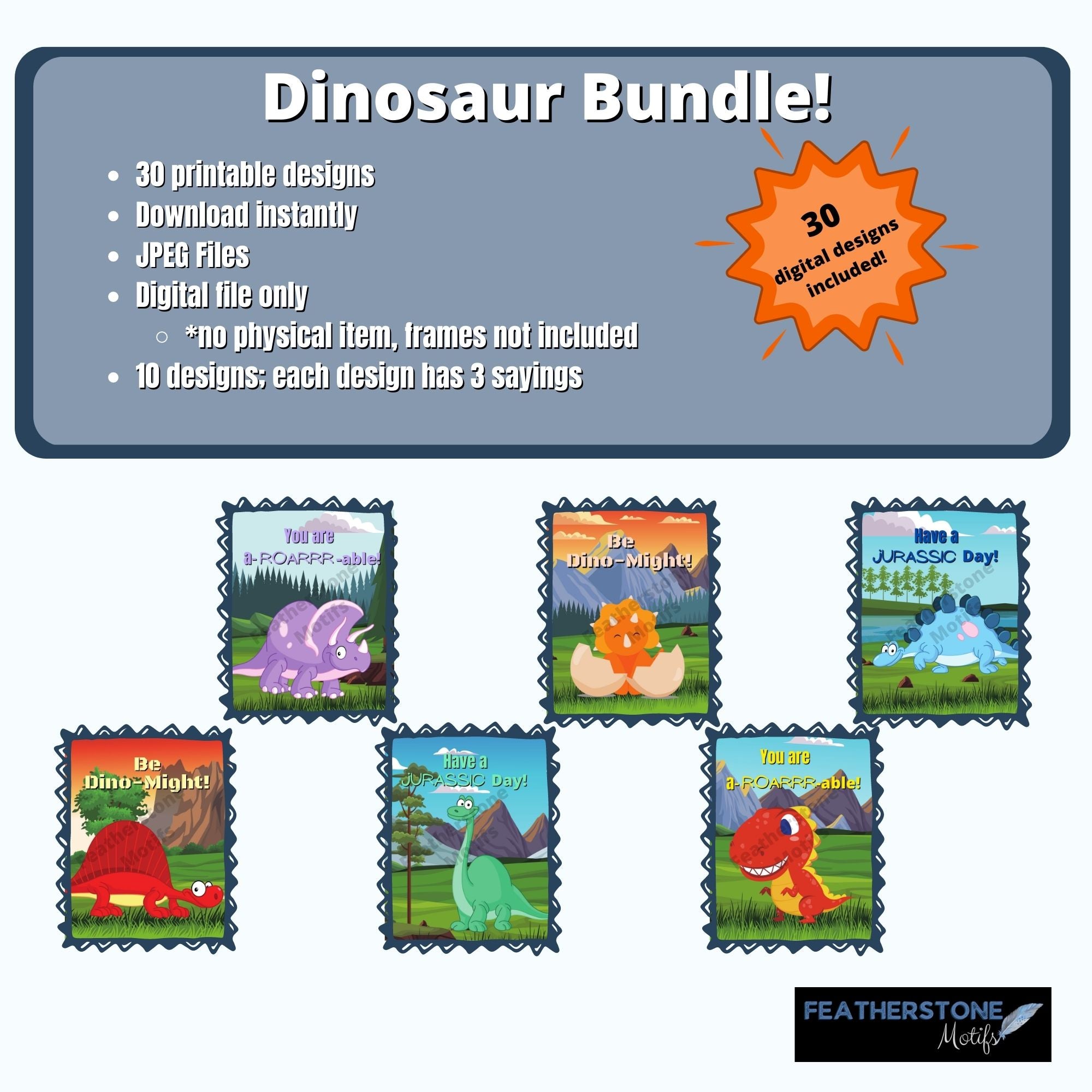 This digital download will allow you to instantly download images of A-ROARR-ABLE dinosaurs. 