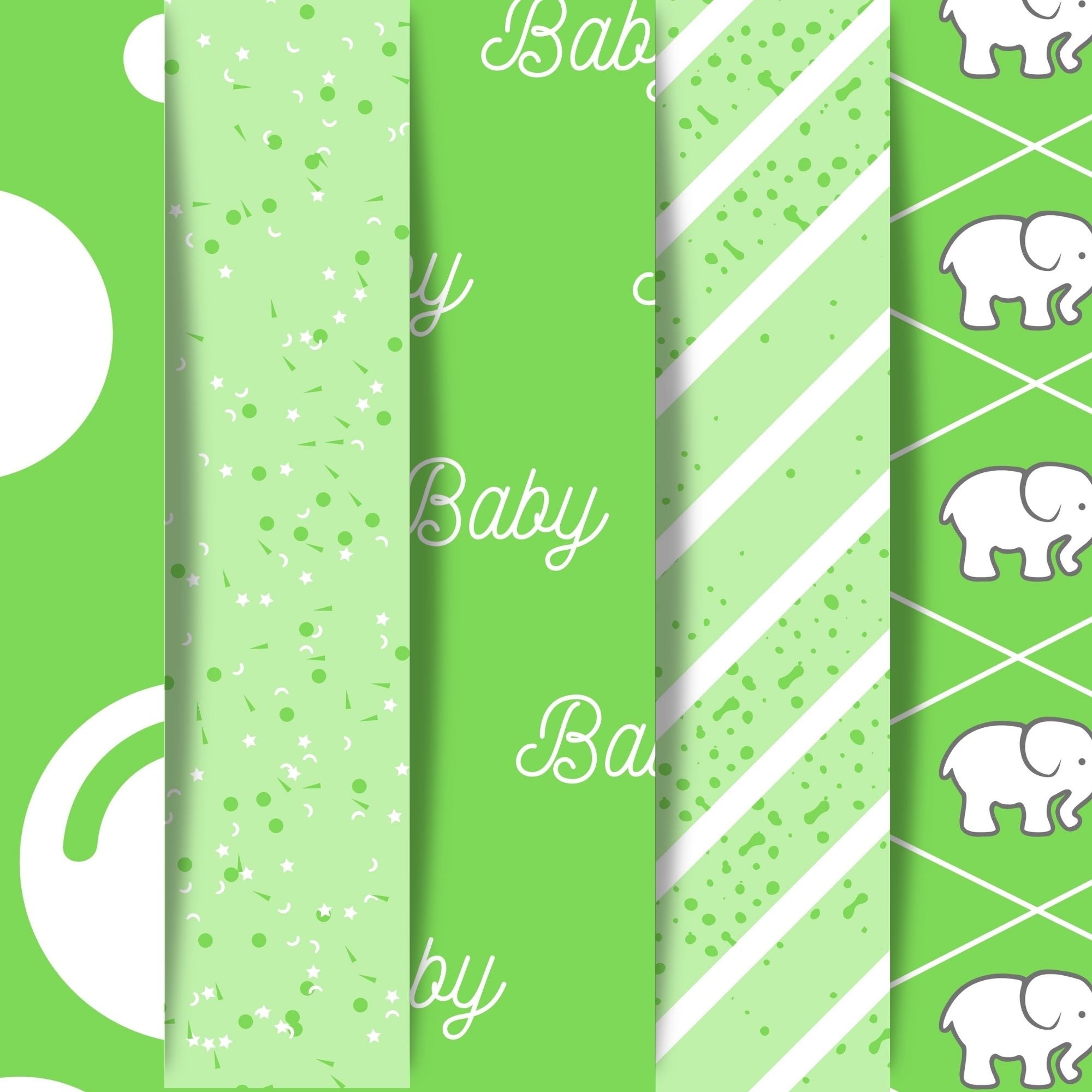 Scrapbookers, this is what you've been looking for! This green themed baby bundle has 30 unique images that can be printed or used as digital backgrounds.