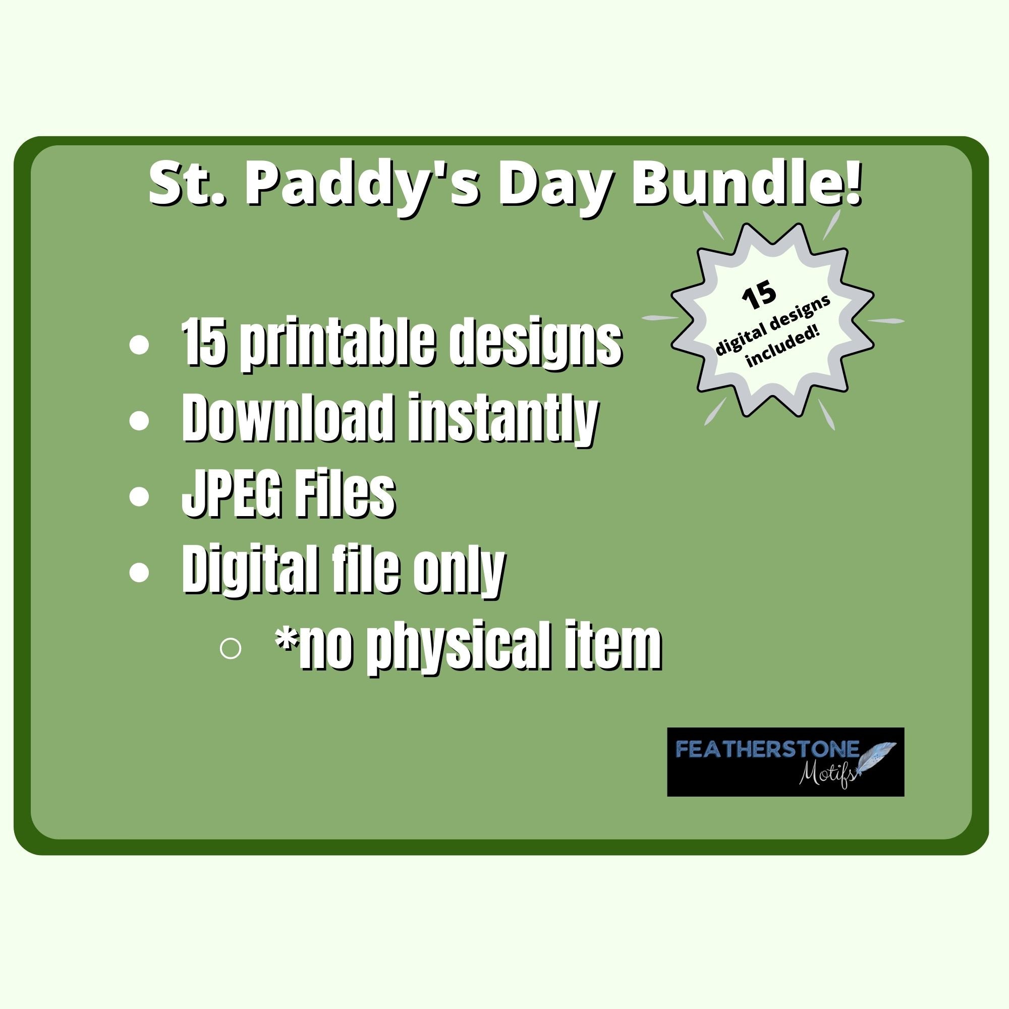 Feeling lucky? This set of 15 digital images are just right for your St. Patrick's Day celebrations! Use for craft projects like handmade coasters and greeting cards, or frame and hang them on the wall.