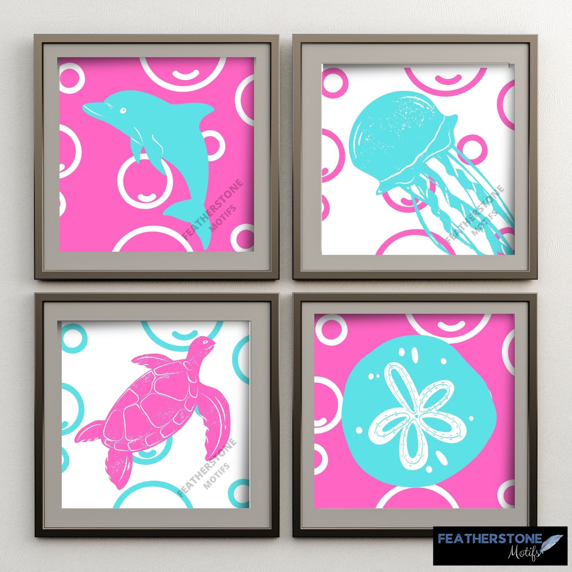 Dive into this set of 40 digital images of underwater creatures! Use for craft projects like handmade coasters and greeting cards, or frame and hang them on the wall.