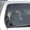 Load image into Gallery viewer, Ladies, it's time to hit the town! This neon die-cut sticker features a couple of cocktail glasses with "Girls Night!" written above. Enjoy! This image shows the Girls Night die-cut sticker on the back window of a car.
