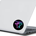 Load image into Gallery viewer, Ladies, it's time to hit the town! This neon die-cut sticker features a couple of cocktail glasses with "Girls Night!" written above. Enjoy! This image shows the Girls Night sticker on the back of an open laptop.
