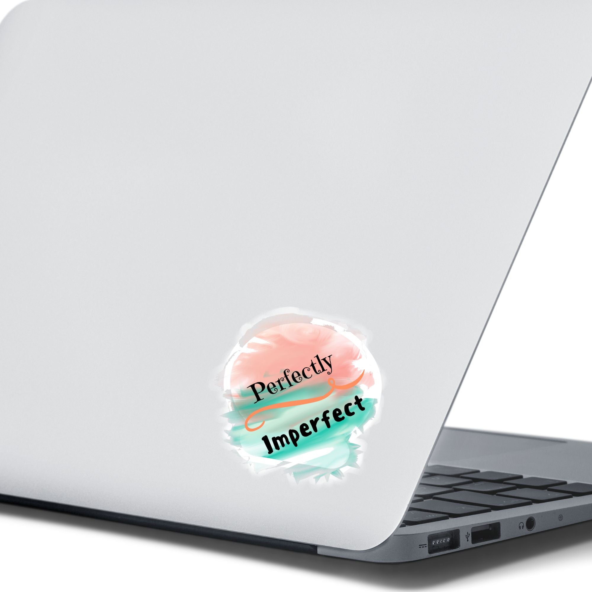 When you think about it, we're ALL Perfectly Imperfect! This inspirational die-cut sticker features the words Perfectly Imperfect on a cloudy pastel background. Check out our Inspirational collection for more inspiring stickers! This image shows the Perfectly Imperfect sticker on the back of an open laptop.